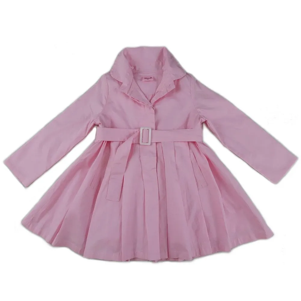 Girls Pink Crease Wind-Resistant Belted Coat S (9-24M)-XL (6-8)