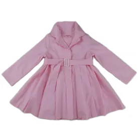 Girls Pink Crease Wind-Resistant Belted Coat S (9-24M)-XL (6-8)