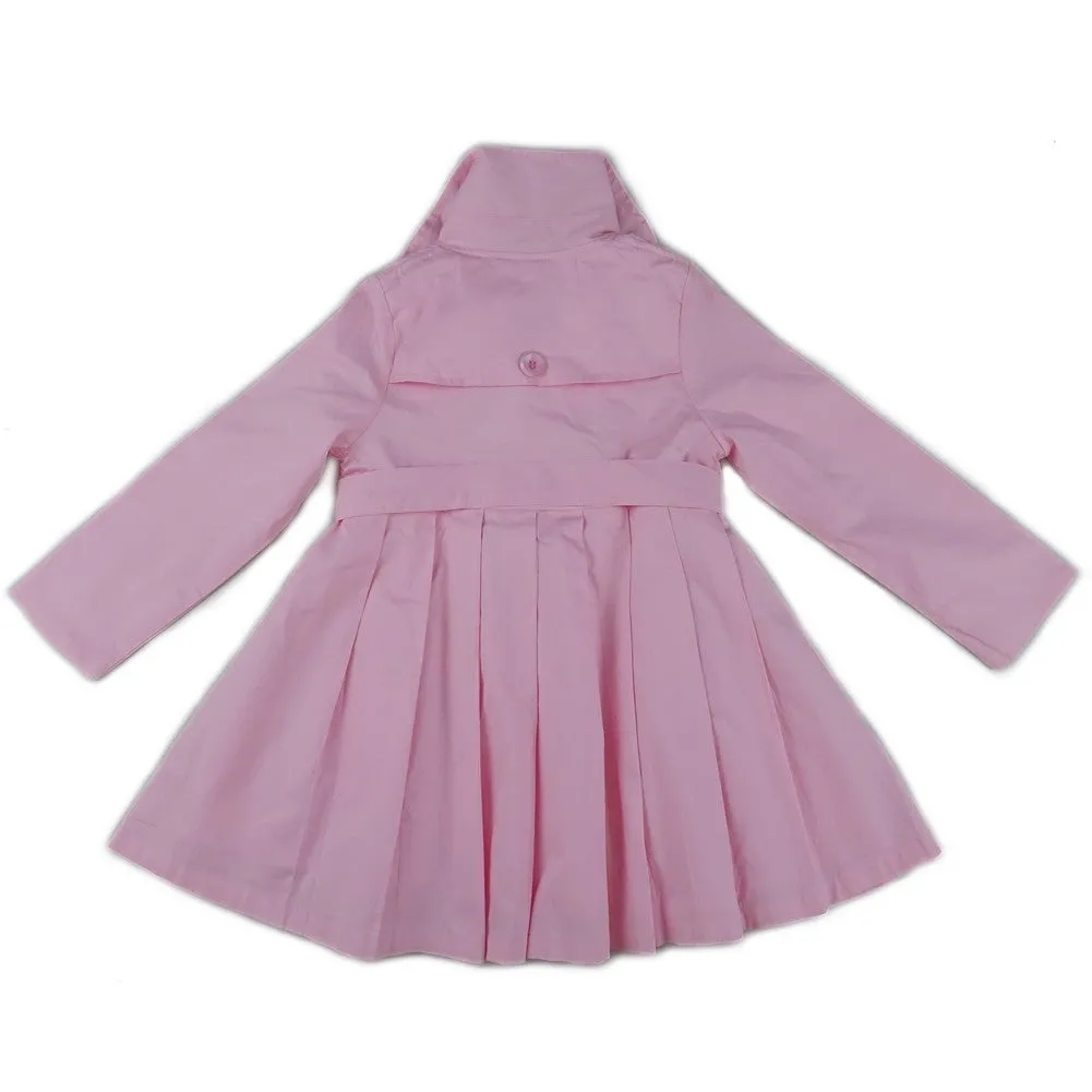 Girls Pink Crease Wind-Resistant Belted Coat S (9-24M)-XL (6-8)