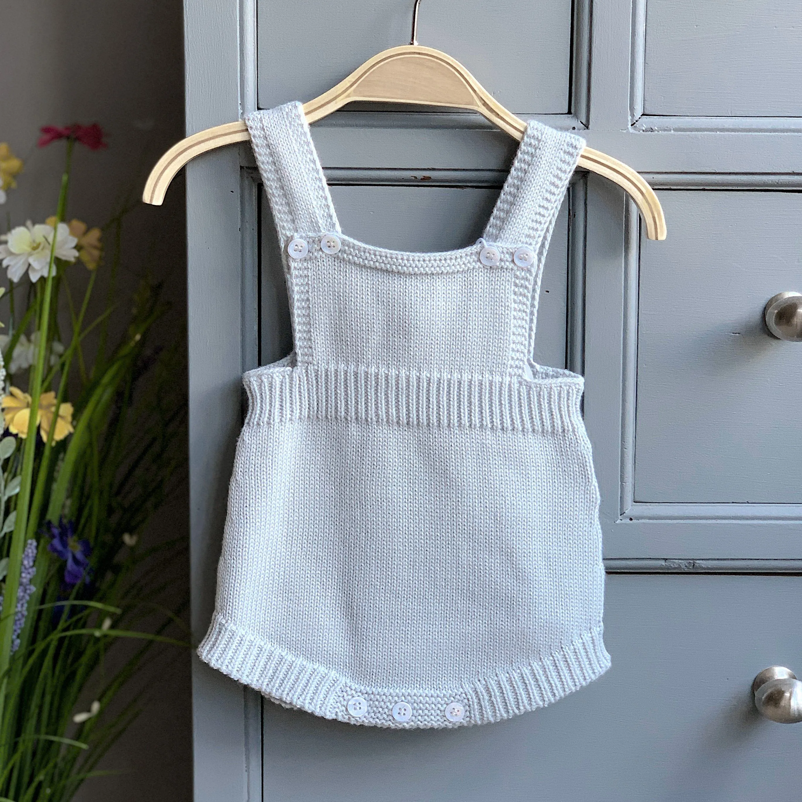 Glacier Grey Knitted Dungaree Romper