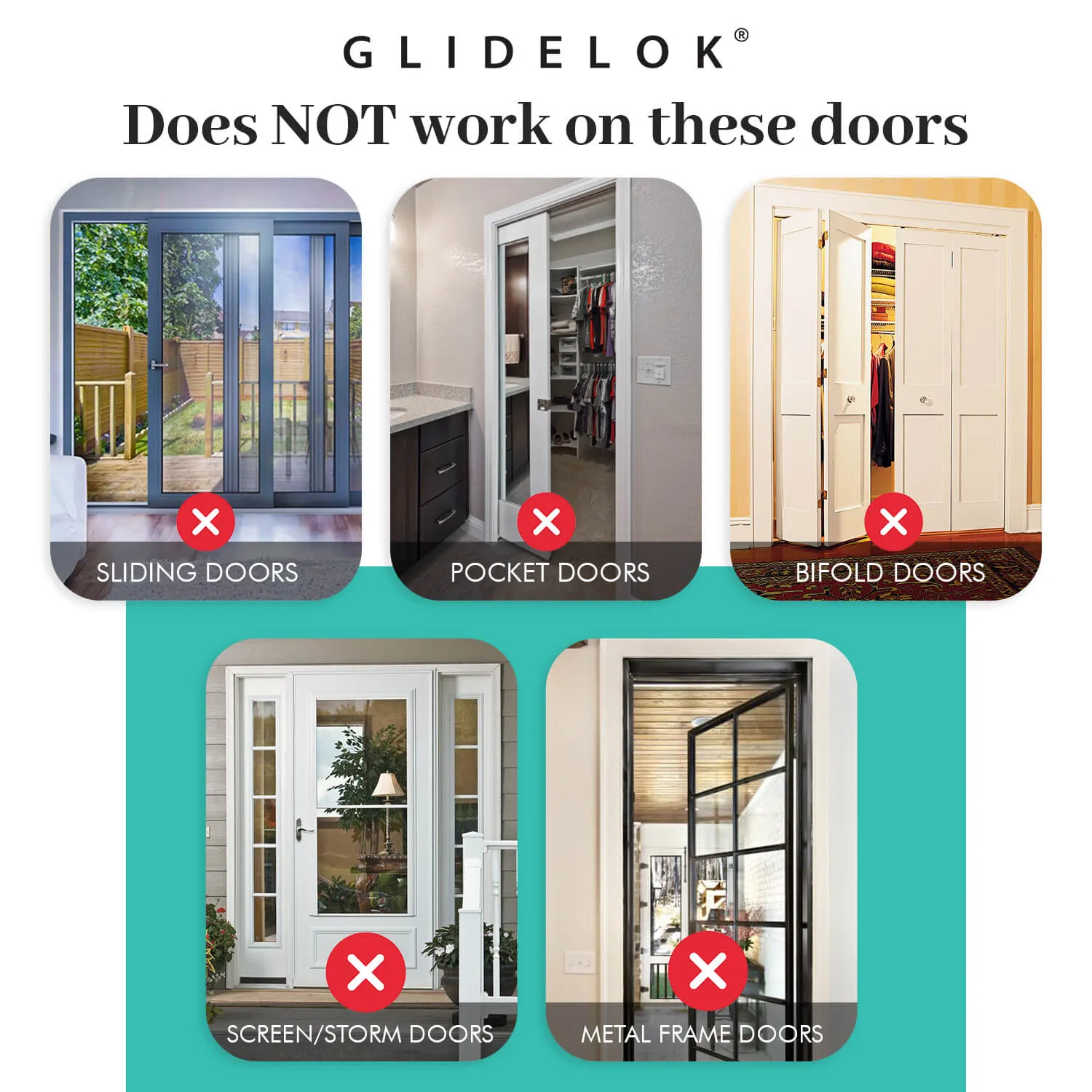 GLIDELOK CHILDPROOF DOOR LOCK - Works on Doors w/ Levers or Knobs