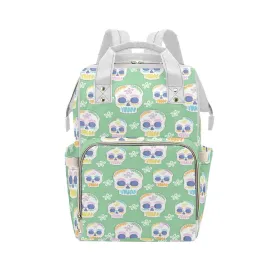 Green Pastel Skulls Multi-Function Diaper Bag