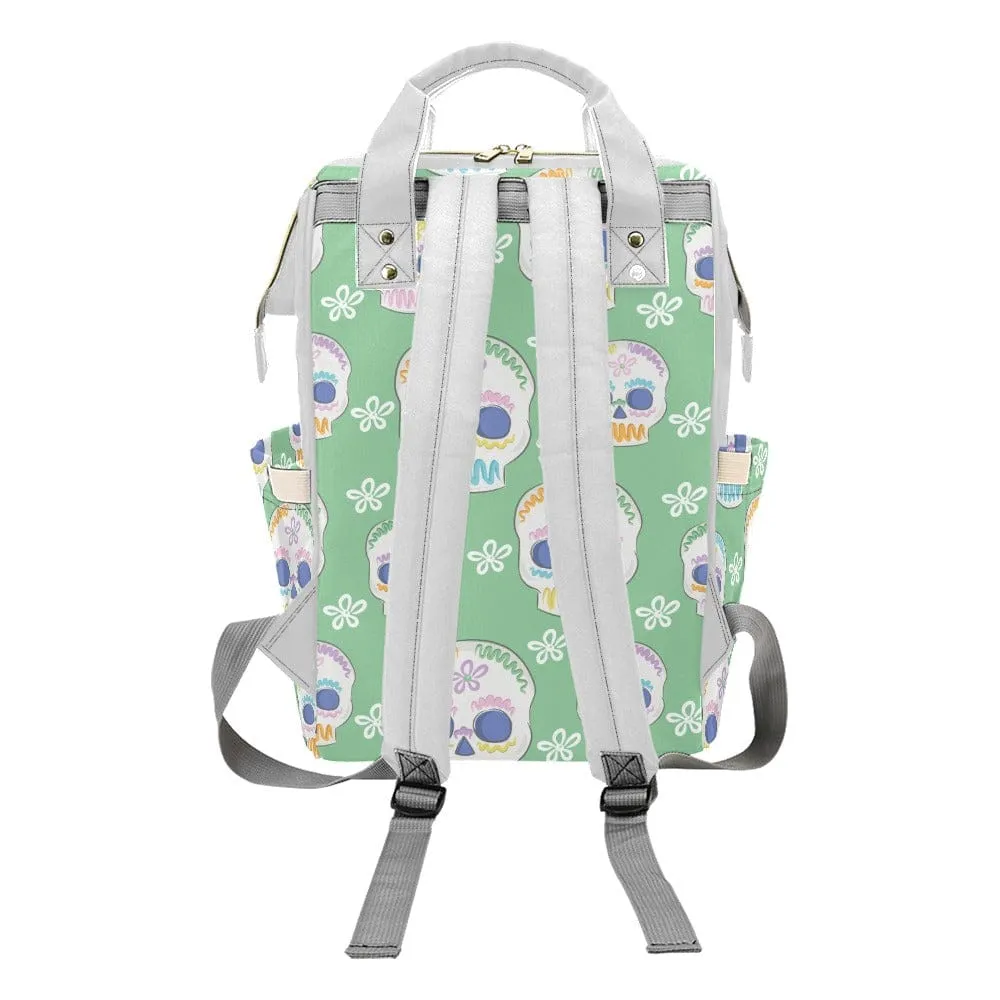 Green Pastel Skulls Multi-Function Diaper Bag