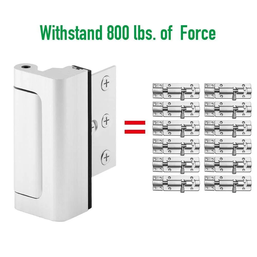 Home Security Door Lock, 2 Pack Upgrade Easy Unlock Childproof Door Reinforcement Lock with 3" Stop Withstand 800 lbs for Inward Swinging Door, Add Extra Lock to Defend Your Home Safe