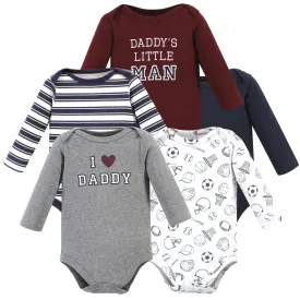 Hudson Baby Cotton Long-Sleeve Bodysuits, Boy Daddy 5-Pack