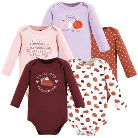 Hudson Baby Cotton Long-Sleeve Bodysuits, Girl Pumpkin Pie