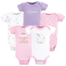 Hudson Baby Cotton Preemie Bodysuits, Magical Unicorn Short-Sleeve