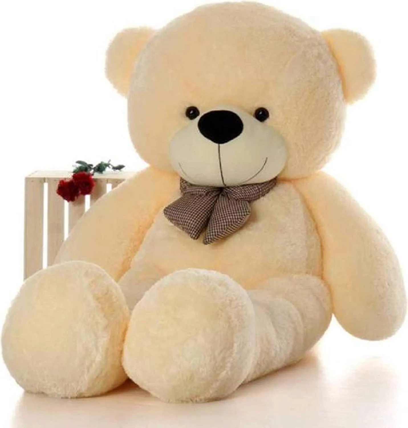 HUG 'n' FEEL SOFT TOYS Loveable HUGABLE Soft Giant Life Size, Long Huge Teddy BearPlush & Stuffed Toys (Best for Someone Special) Cream 5 Feet 150 cm with Free Heart Shape CUSION