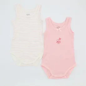 Imported Set of 2 Baby Girl Sleeveless Summer Bodysuit Onesie Romper for 0-24 Months