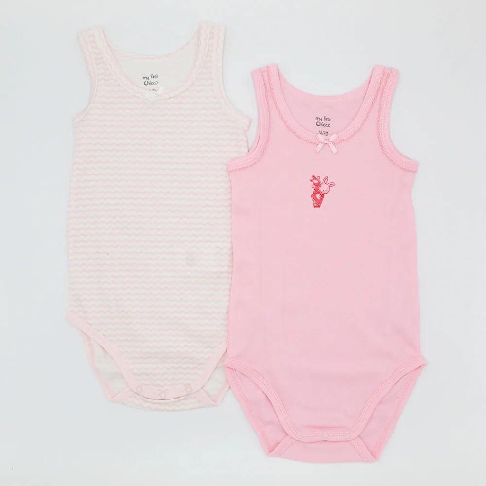 Imported Set of 2 Baby Girl Sleeveless Summer Bodysuit Onesie Romper for 0-24 Months