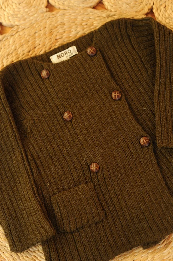 Khaki Baby Alpaca Ribbed Pea Coat