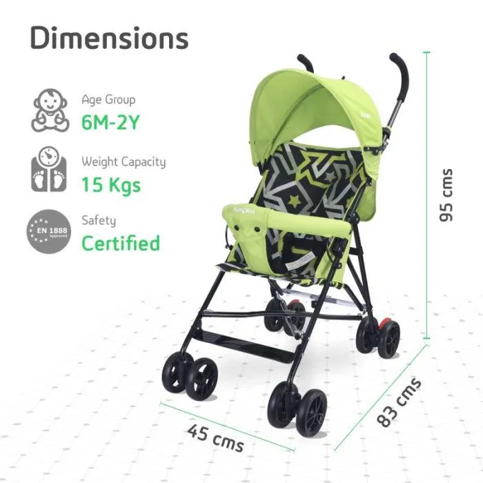 Kiddie Kingdom Buggy Stroller - Fully Adjustable Canopy, Compact Umbrella Fold, Rear Brakes