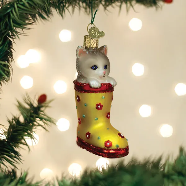 Kitten In Rain Boot Ornament