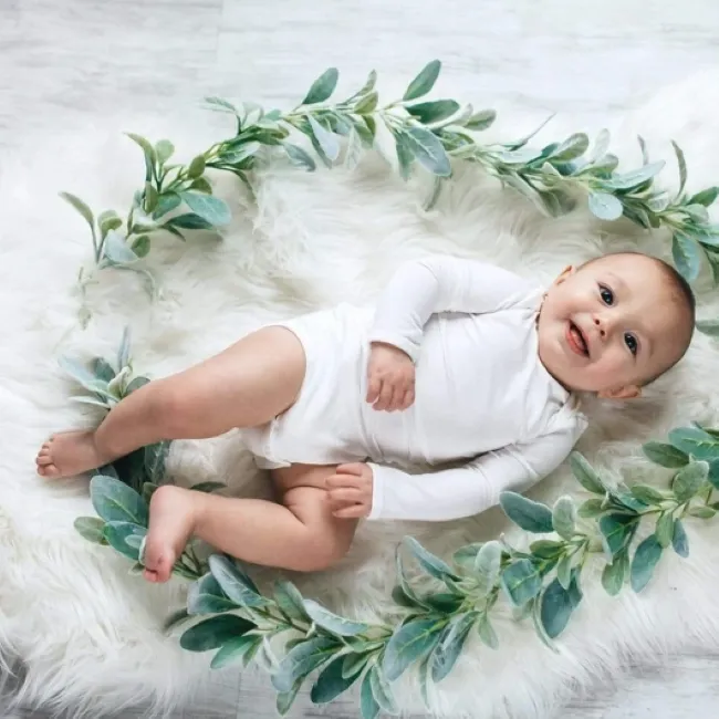 Kyte Baby Long Sleeve Bodysuit in Cloud