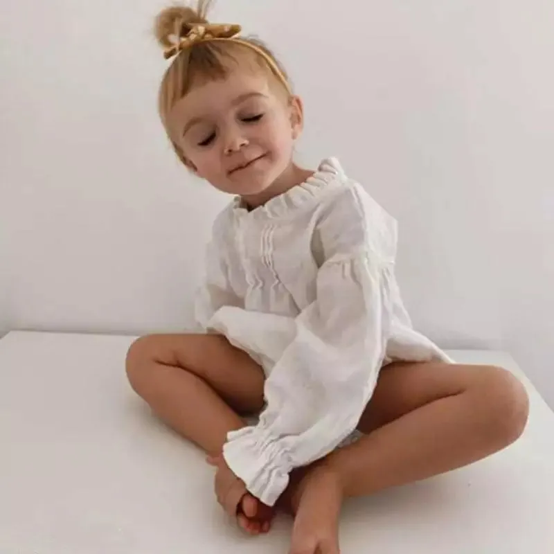 Linen Long Sleeve Baby Bodysuits