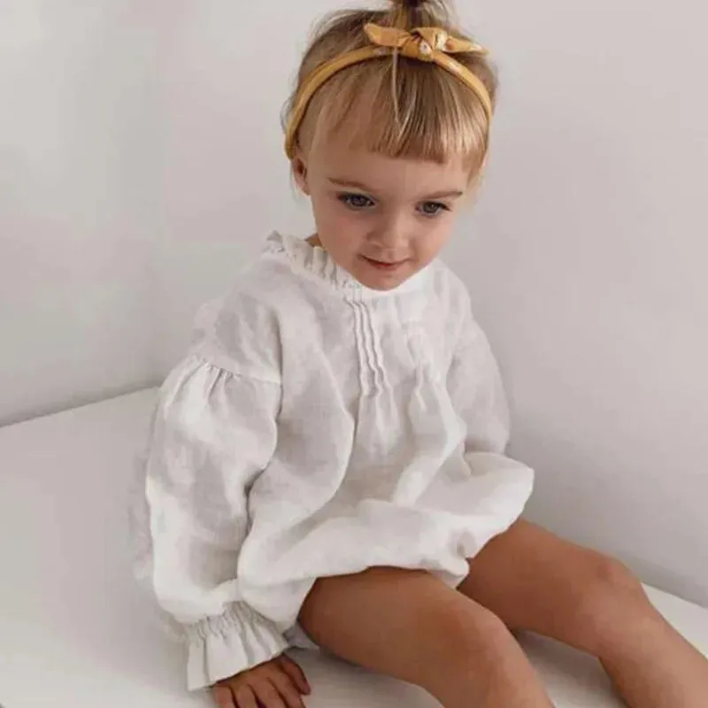 Linen Long Sleeve Baby Bodysuits