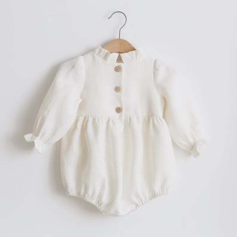 Linen Long Sleeve Baby Bodysuits