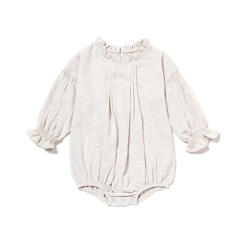 Linen Long Sleeve Baby Bodysuits