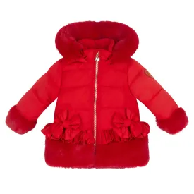 Little A - Faux fur padded jacket, red