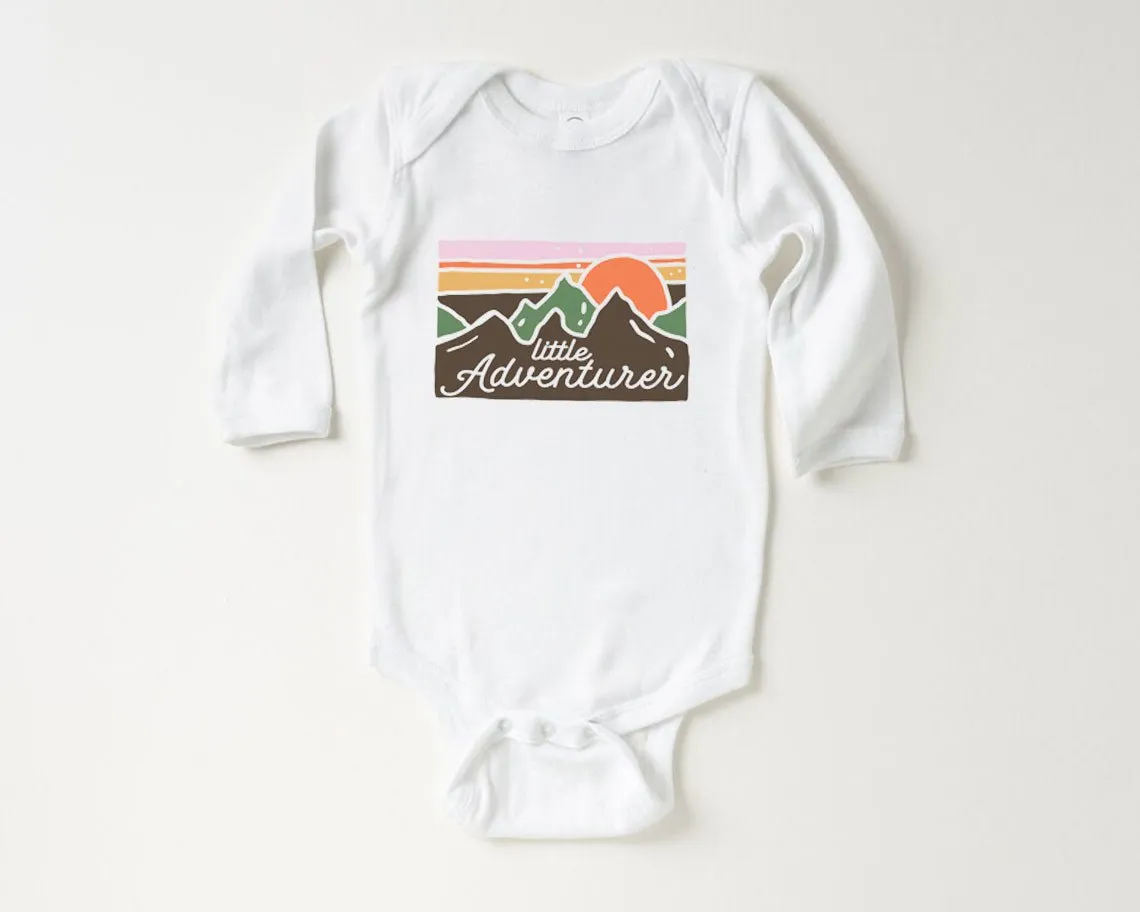 Little Adventurer Baby Onesie - Cute Mountains Bodysuit - Summer Baby Onesie