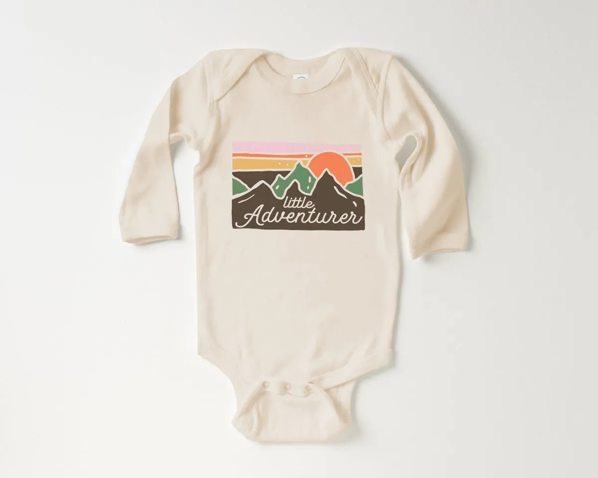 Little Adventurer Baby Onesie - Cute Mountains Bodysuit - Summer Baby Onesie