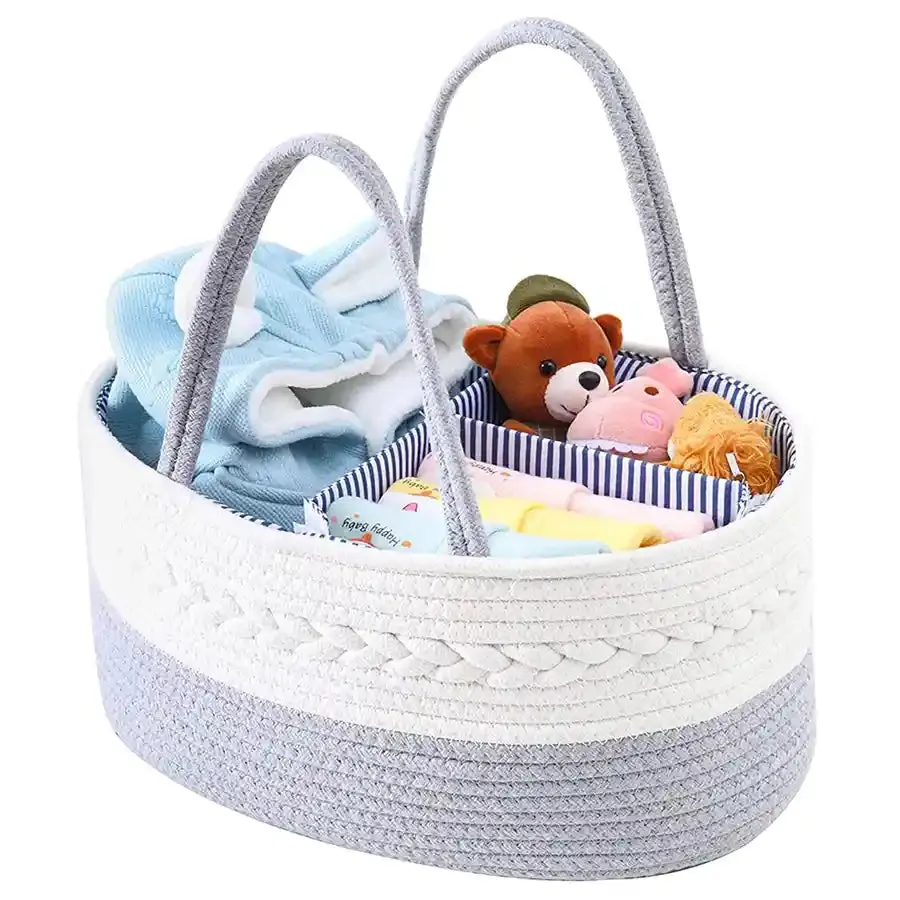 Little Story Cotton Rope Diaper Caddy (Grey)