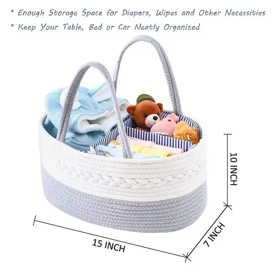 Little Story Cotton Rope Diaper Caddy (Grey)