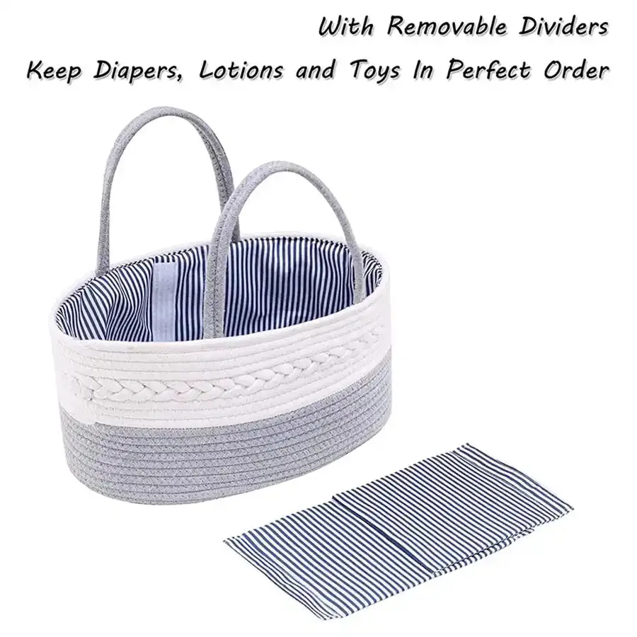 Little Story Cotton Rope Diaper Caddy (Grey)