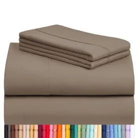 Luxclub 4pc Twin Sheet Set Deep Pockets Eco Friendly Wrinkle Free Dark Khaki