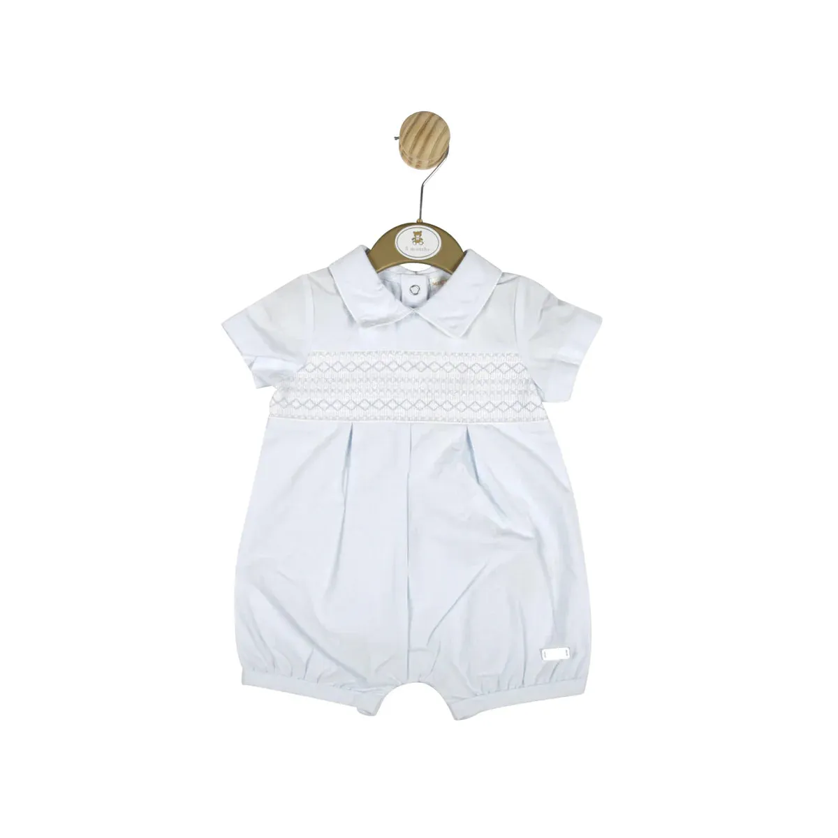 Mintini - Pale blue romper with smocking detail, MB4903