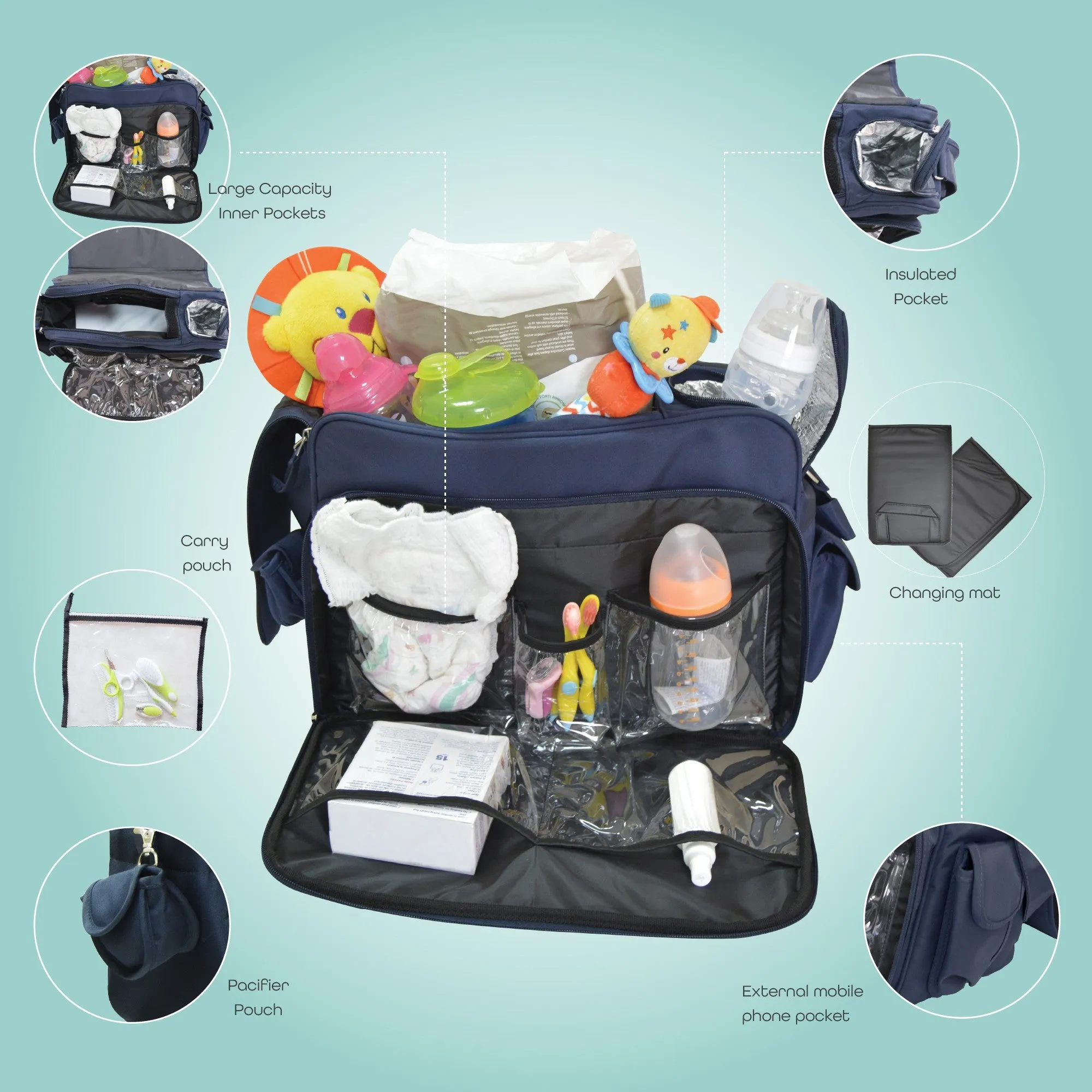 Moon 4Ever Diaper Bags Navy Blue Birth to Adult