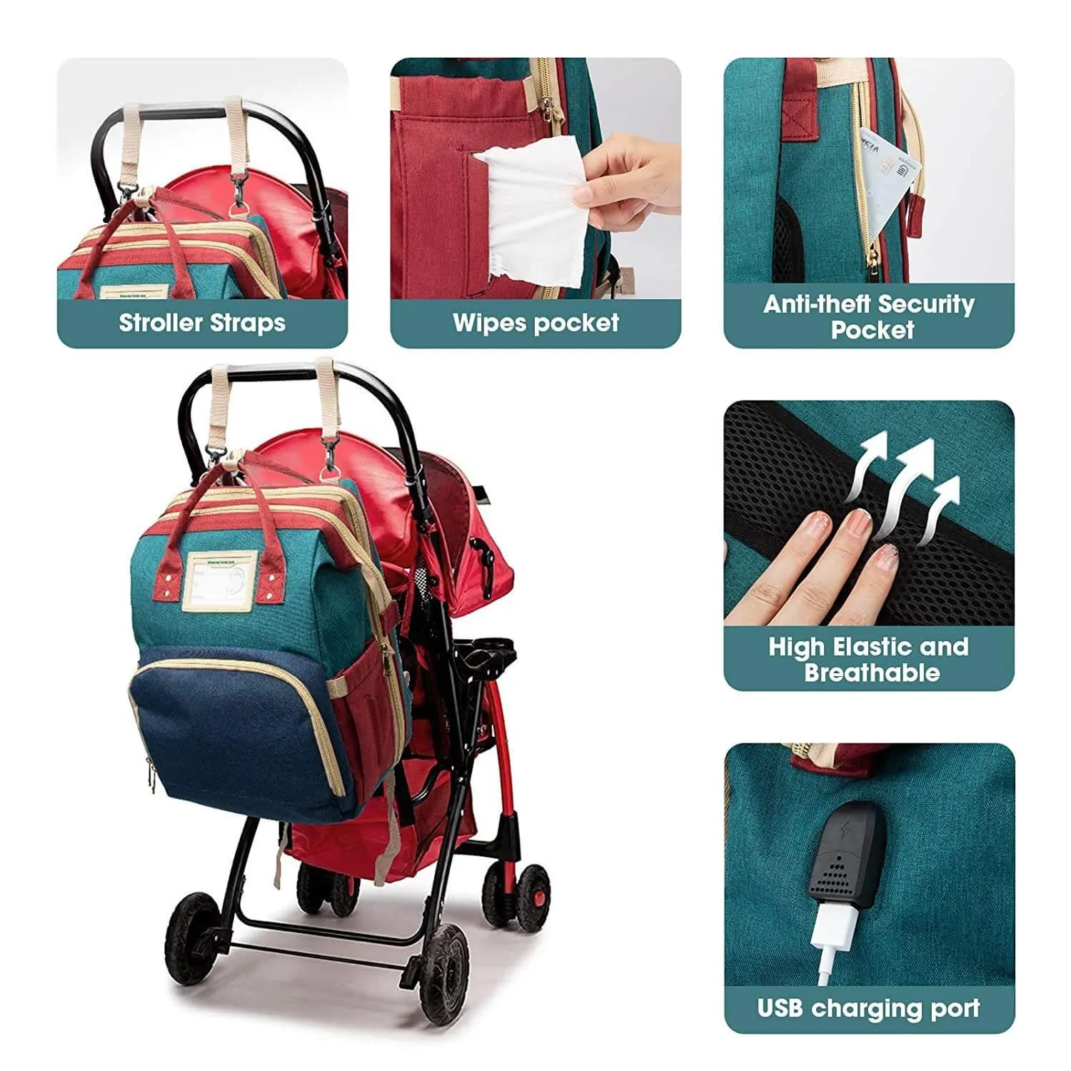 New Diaper Bag Backpack With Bed Changing Station