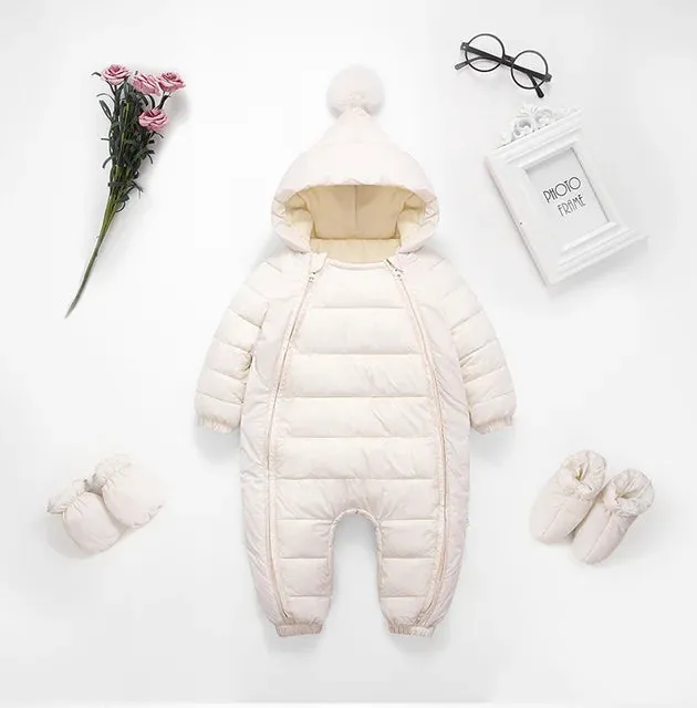 Newborn Baby Jumpsuit Hooded Plus Velvet Warm Baby Boys Snowsuit Toddler Snow Suit Baby Girl Cotton Overalls Rompers