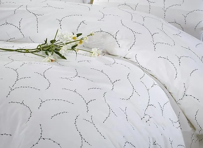 Noble Concise Style Luxury 4-Piece White Cotton Bedding Sets/Duvet Cover