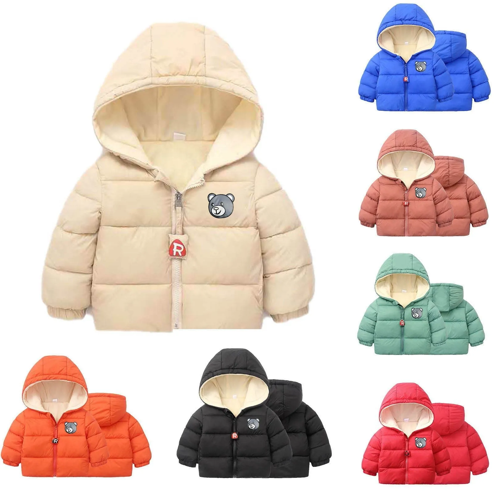 OlLIGET Boys Girls Winter Coat Infant Baby And Hooded Lamb Cashmere Autumn And Winter Padded Jacket