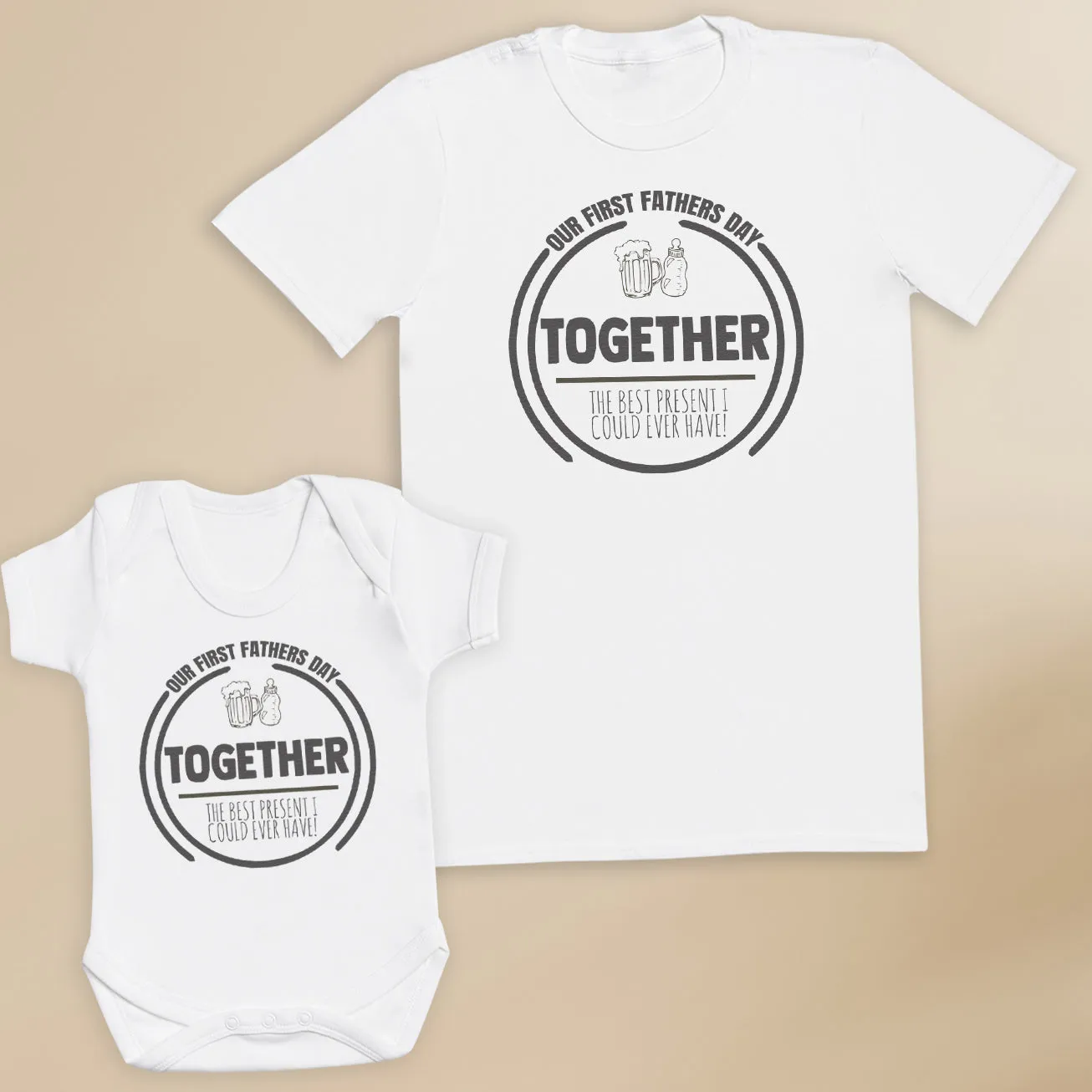 Our First Fathers Day - Matching Set - Baby / Kids T-Shirt & Dad T-Shirt - (Sold Separately)