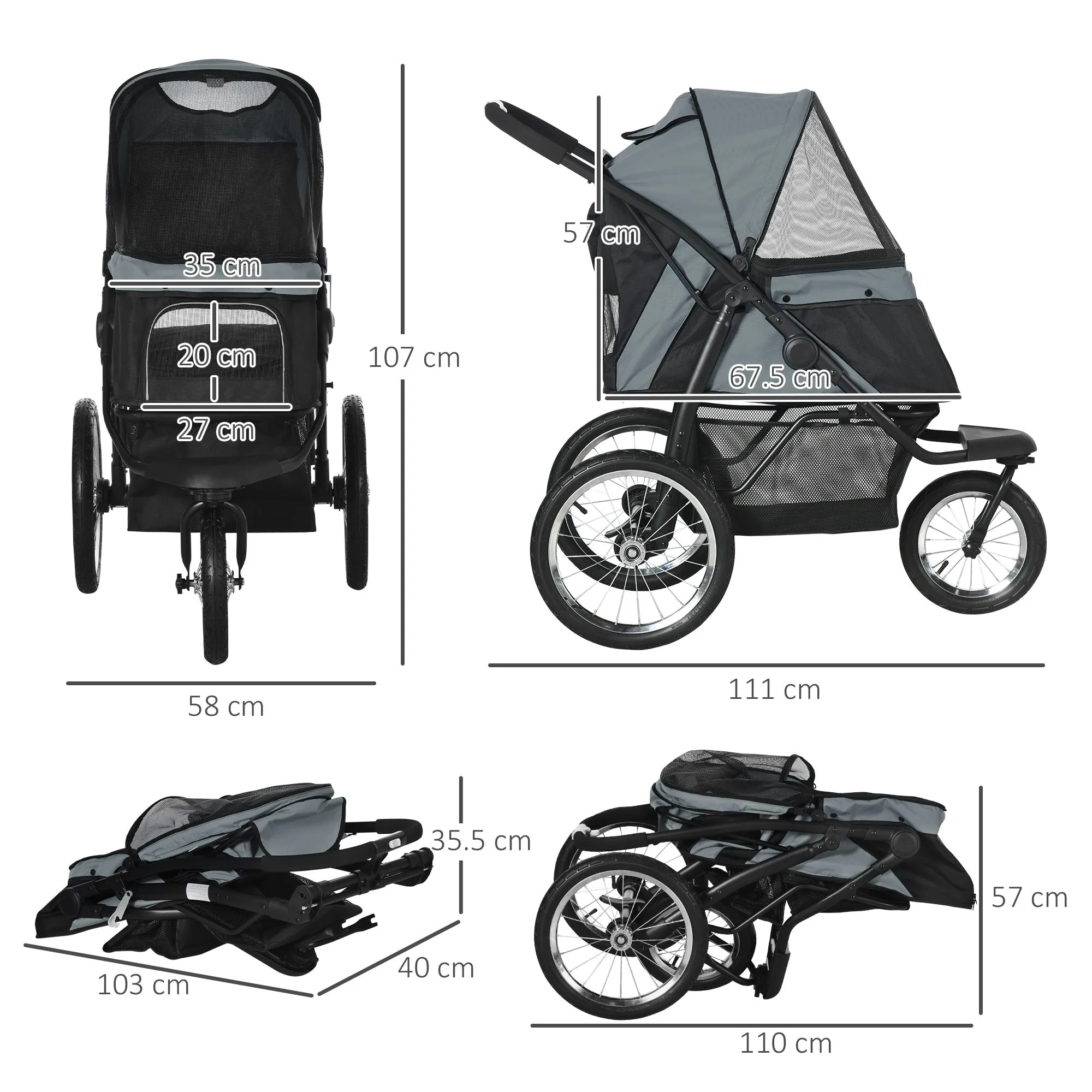 PawHut Pet Stroller Jogger for Medium