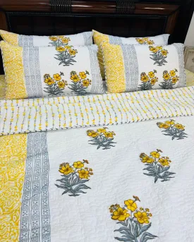 Peela Phool Motif Bedcover Bedding Set