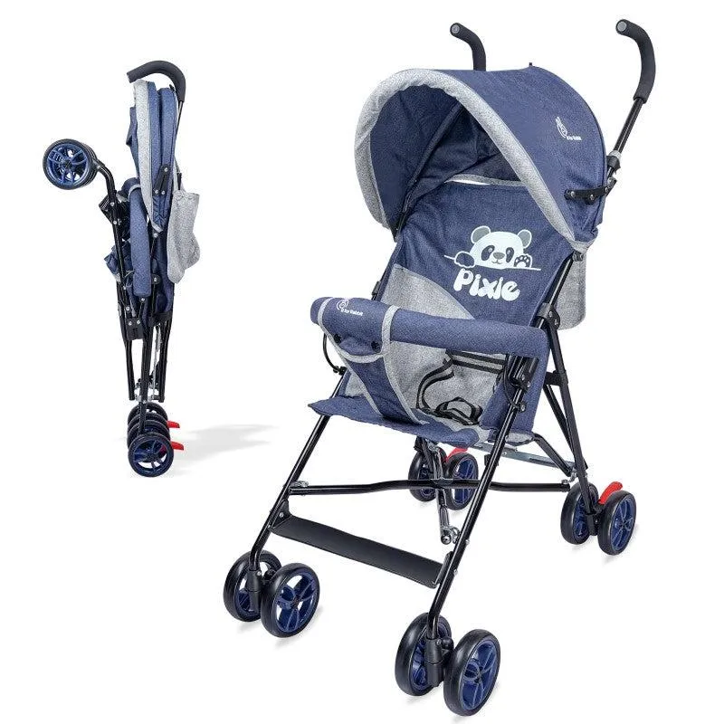 Pixie Buggy Stroller - Easy to Fold & Store, UV Sun Protection Canopy, Rear Brakes, Storage bag