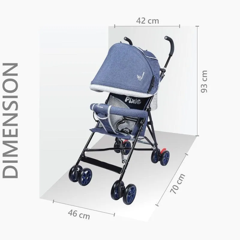 Pixie Buggy Stroller - Easy to Fold & Store, UV Sun Protection Canopy, Rear Brakes, Storage bag