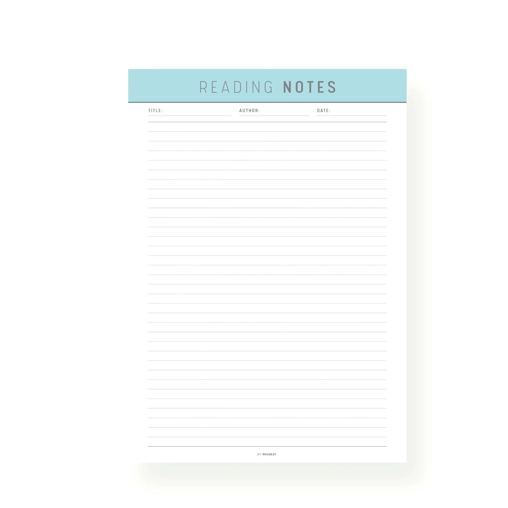 Reading Notes Template Printable - M231