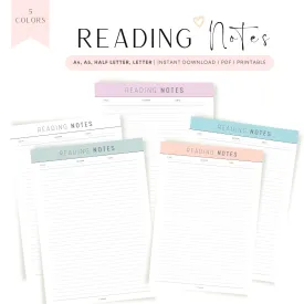 Reading Notes Template Printable - M231