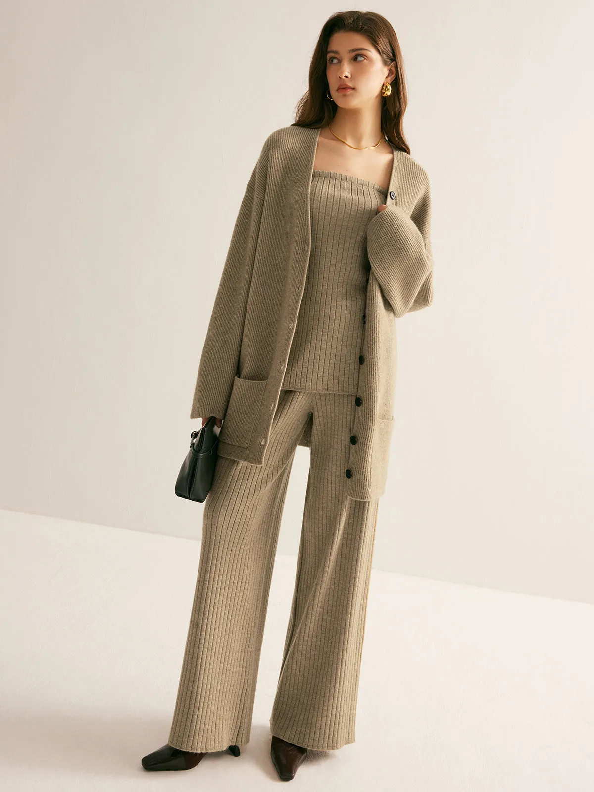 Ribbed Loose Knit Outerwear