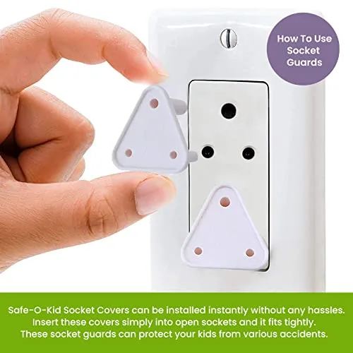 Safe-O-Kid- Socket Guards for Baby Safety, Pack of -10, White