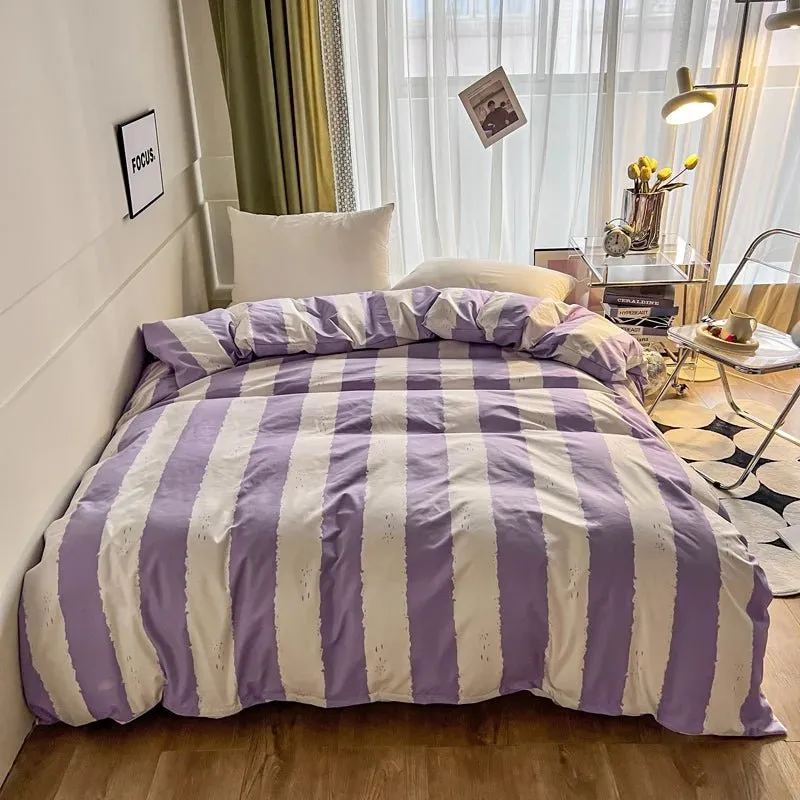 Simple Stripe Duvet Cover for Queen Size Bed