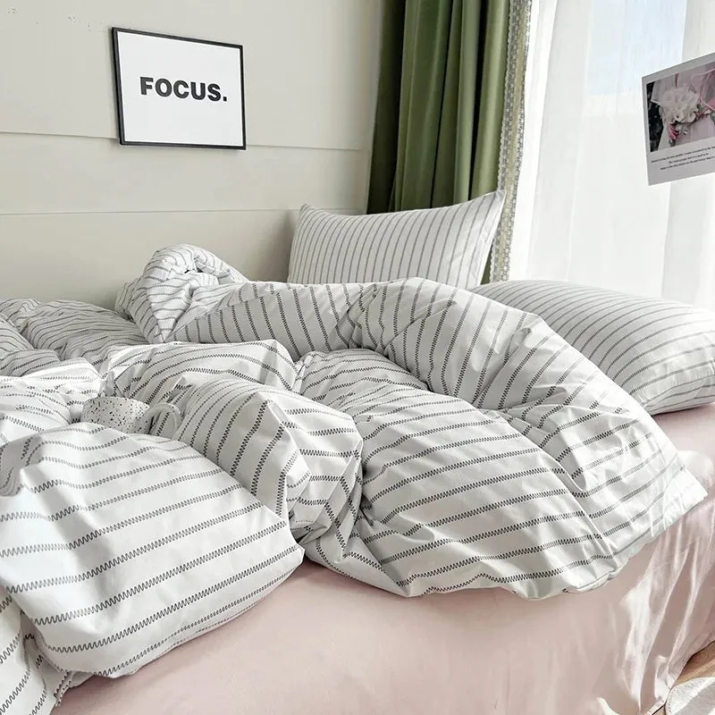 Simple Stripe Duvet Cover for Queen Size Bed