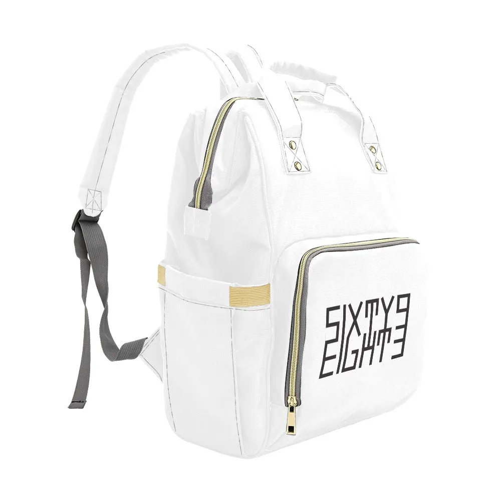 Sixty Eight 93 Logo Black White Multi-Function BackPack