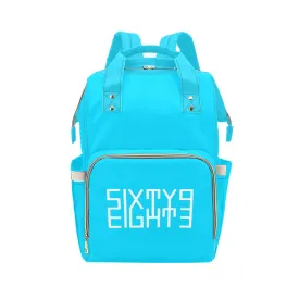 Sixty Eight 93 Logo White Aqua Blue Multi-Function BackPack