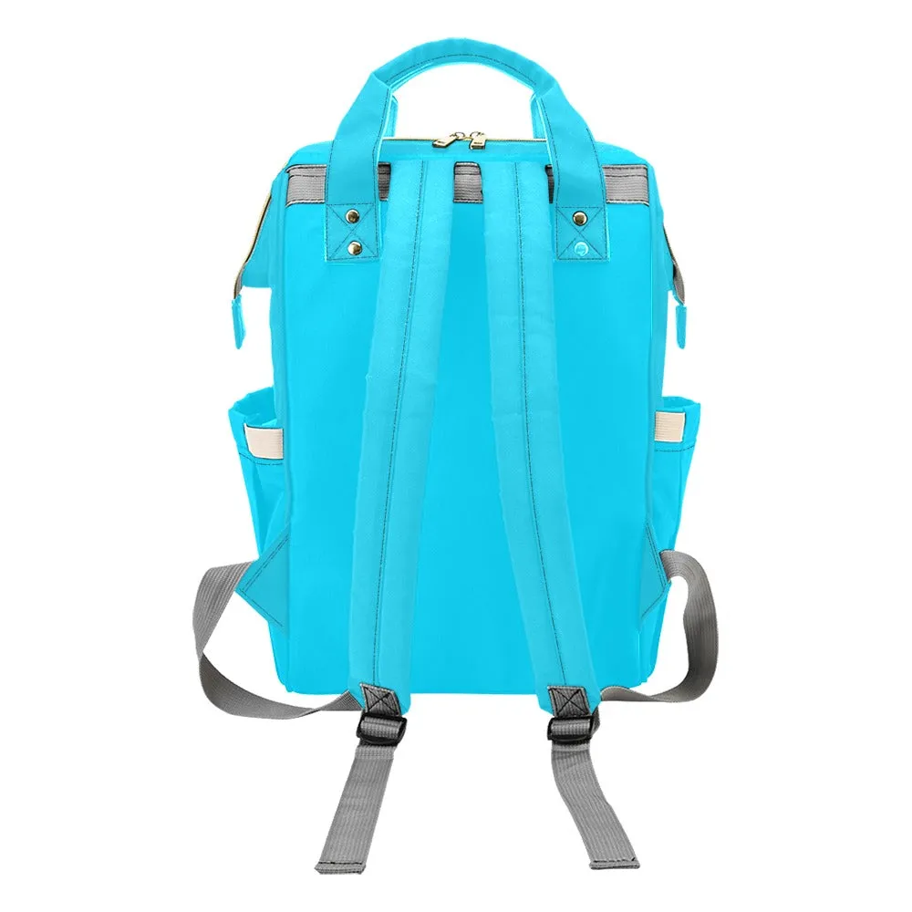 Sixty Eight 93 Logo White Aqua Blue Multi-Function BackPack