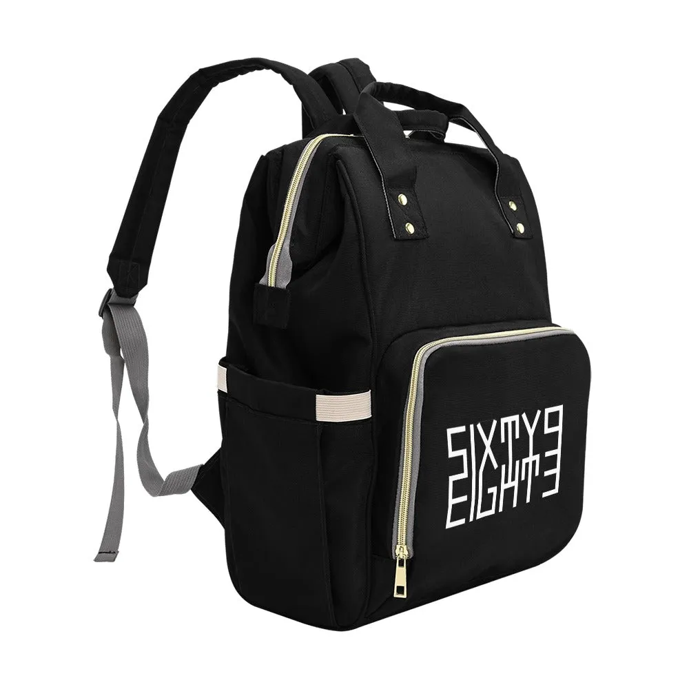 Sixty Eight 93 Logo White Black Multi-Function Backpack